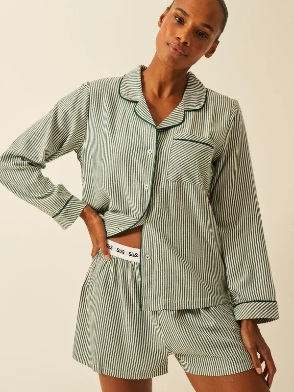 Soft Brushed Woven Pyjama Shorts - Alpine Stripe sold by Stripe & Stare