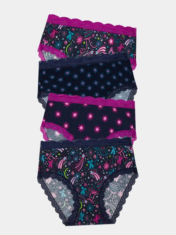 High Rise Knicker Four Pack - Sparkling Skies sold by Stripe & Stare