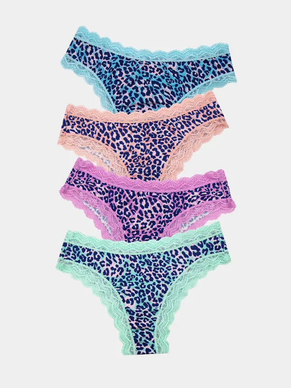 Brazilian Knicker Four Pack - Iridescent Leopards sold by Stripe & Stare