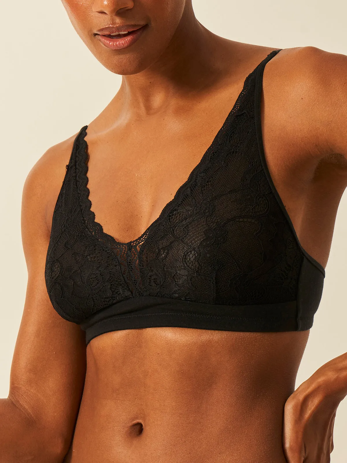 Eco Lace Double Layer Plunge Bra - Black sold by Stripe & Stare product image thumbnail 3