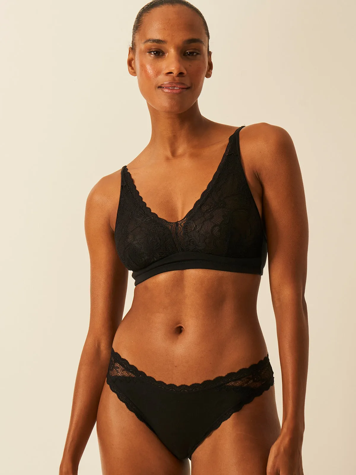 Eco Lace Double Layer Plunge Bra - Black sold by Stripe & Stare product image thumbnail 4