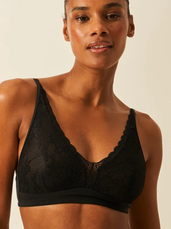 Eco Lace Double Layer Plunge Bra - Black sold by Stripe & Stare