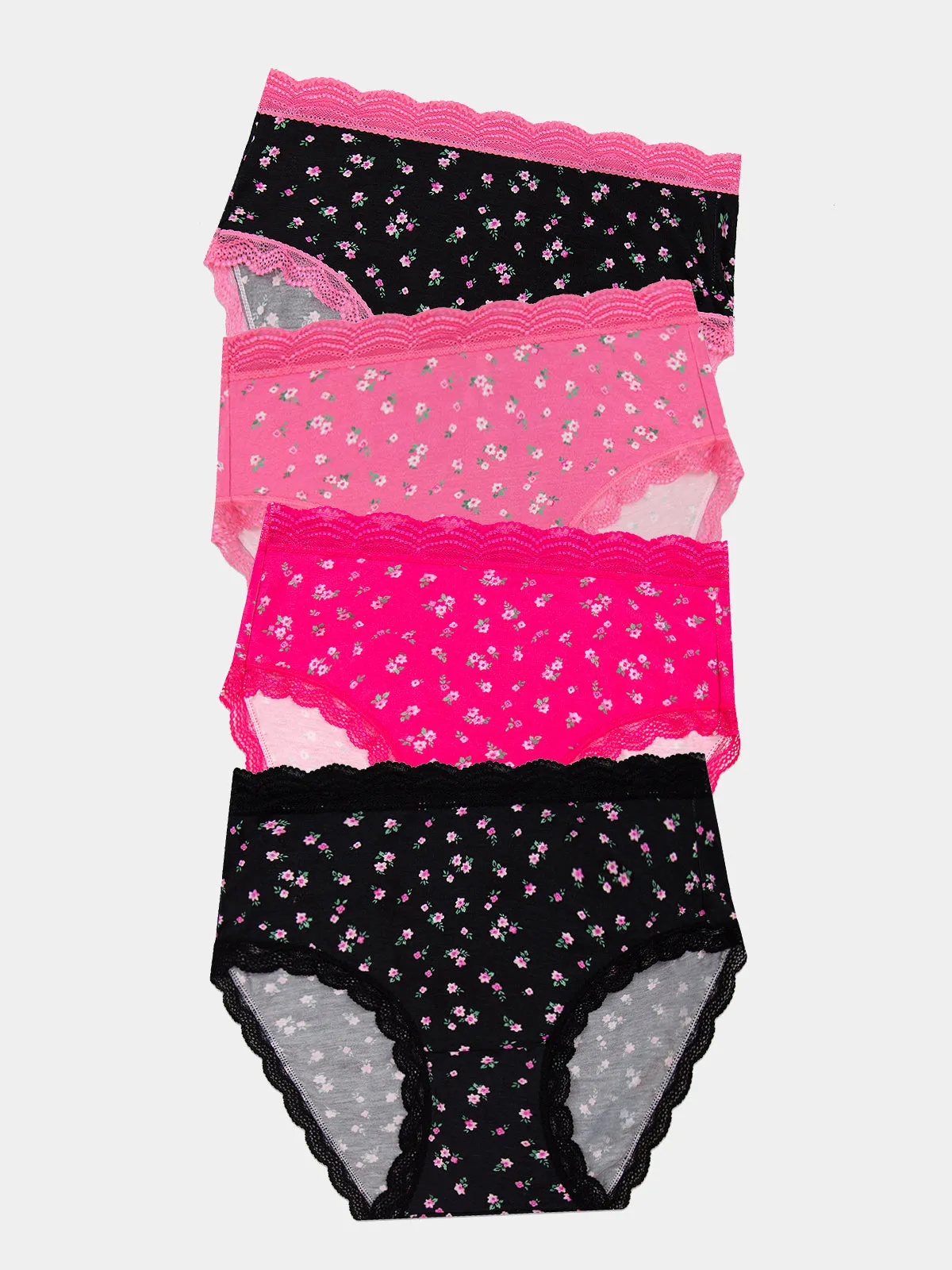 High Rise Knicker Four Pack - Rosebud sold by Stripe & Stare