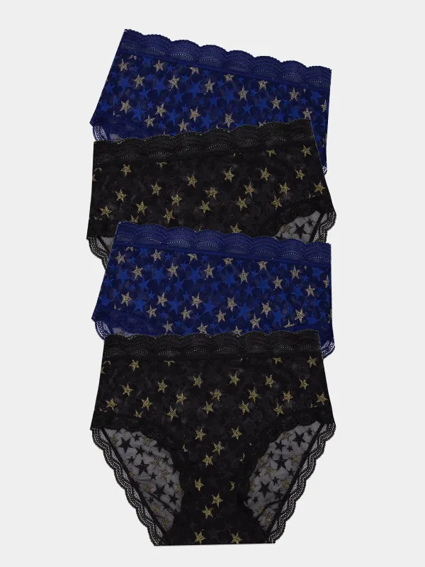 High Rise Knicker Four Pack - Shine Like a Star sold by Stripe & Stare