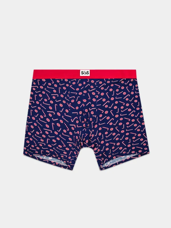 Men's Boxer - Navy Candy Cane Swirl sold by Stripe & Stare