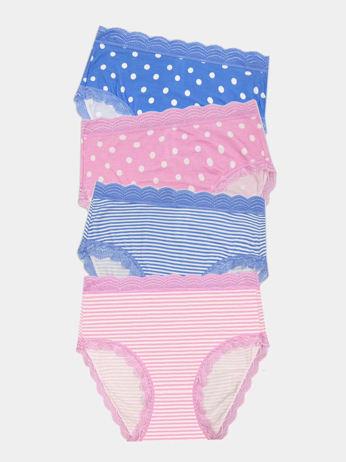 High Rise Knicker Four Pack - Spots & Stripes sold by Stripe & Stare