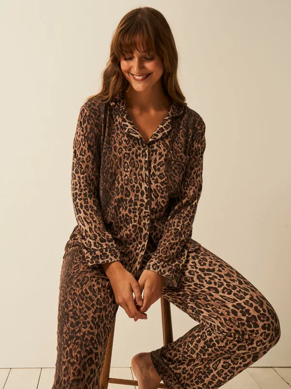 Long Pyjama Set - RIXO Classic Leopard sold by Stripe & Stare