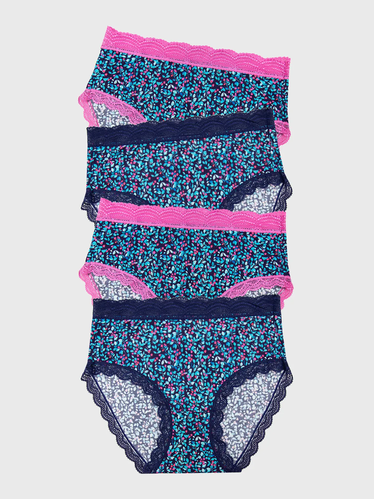 High Rise Knicker Four Pack - Winter Berry sold by Stripe & Stare