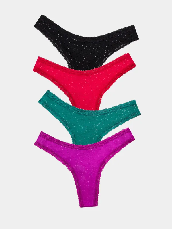Thong Four Pack - All That Glitters sold by Stripe & Stare