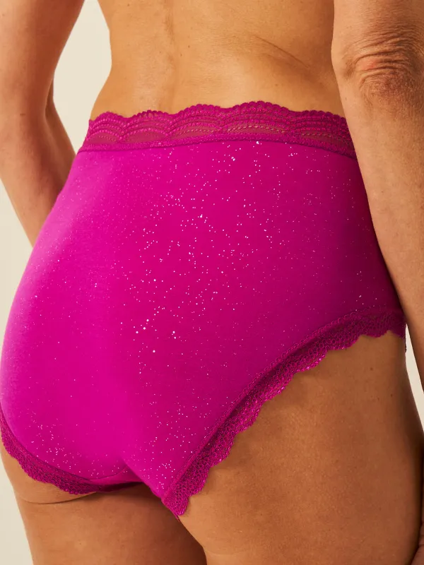 High Rise Knicker - Sparkle Fuchsia sold by Stripe & Stare