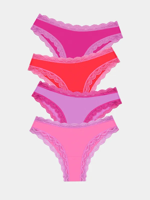 Brazilian Knicker Four Pack - Pink Cosmos Contrast sold by Stripe & Stare