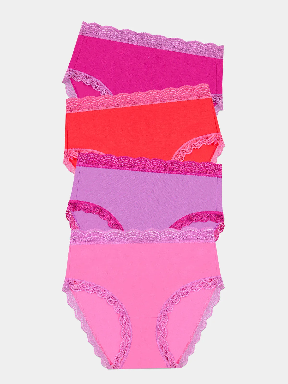 High Rise Knicker Four Pack - Pink Cosmos Contrast sold by Stripe & Stare