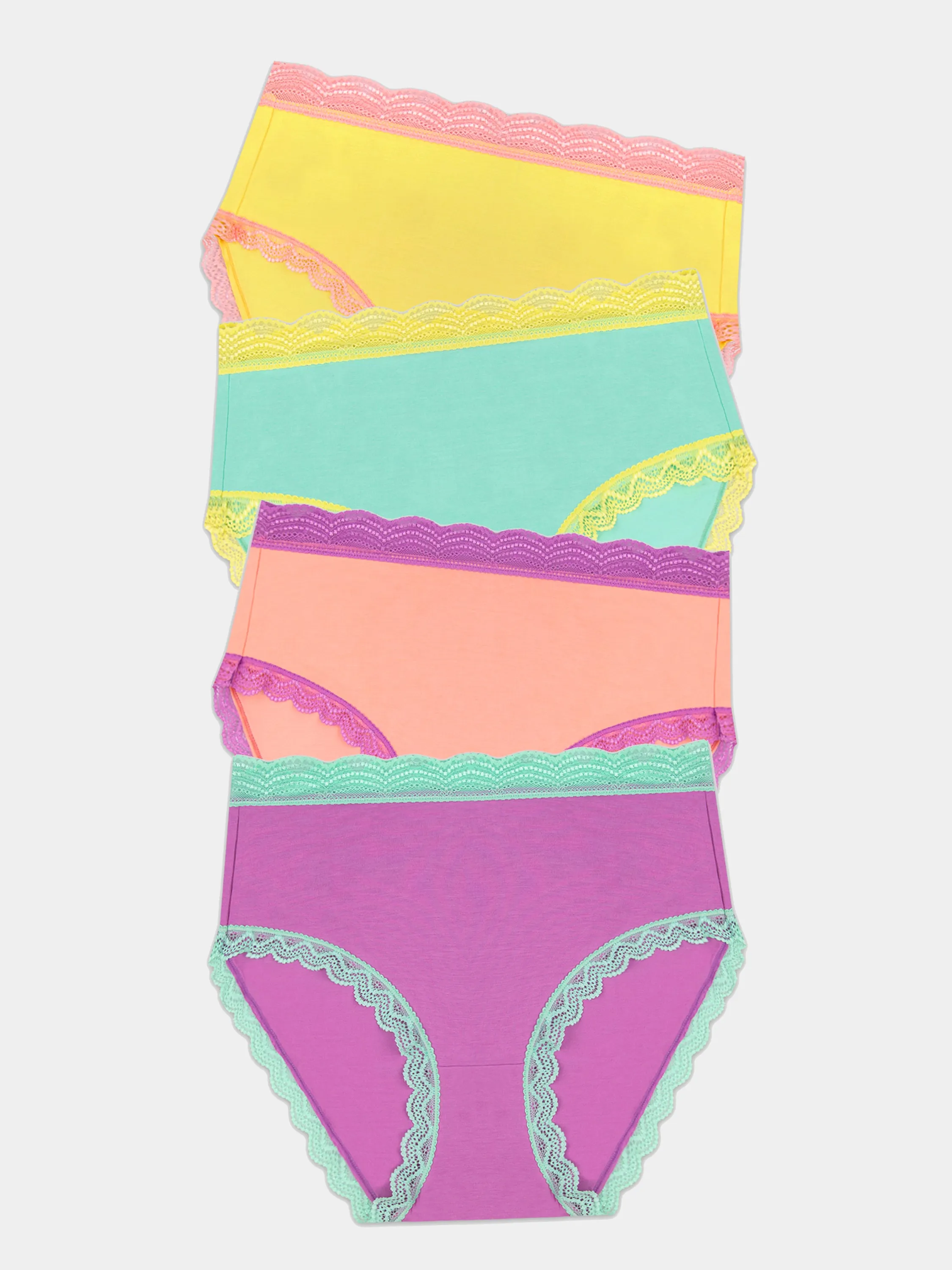 High Rise Knicker Four Pack - Iridescent Pastel sold by Stripe & Stare