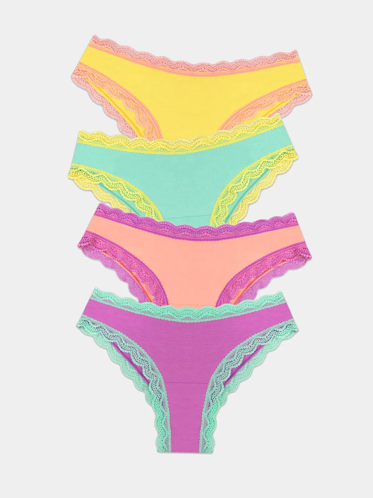 Brazilian Knicker Four Pack - Iridescent Pastel sold by Stripe & Stare