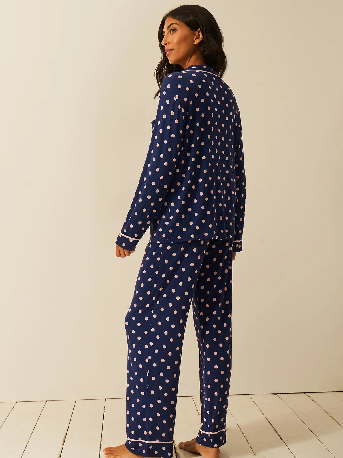 Long Pyjama Set - Navy Spot sold by Stripe & Stare product image thumbnail 2