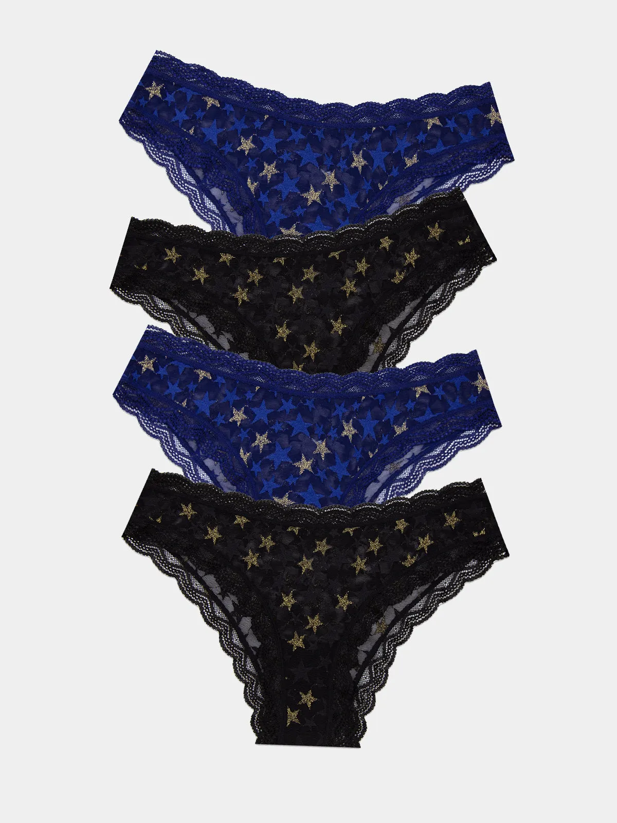 Mesh Brazilian Knicker Four Pack - Shine Like a Star sold by Stripe & Stare