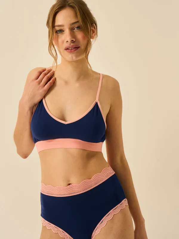 T-Shirt Bra - Navy & Neon Peach sold by Stripe & Stare