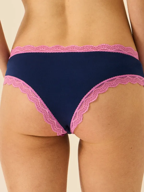 Brazilian Knicker - Navy & Sweet Violet sold by Stripe & Stare
