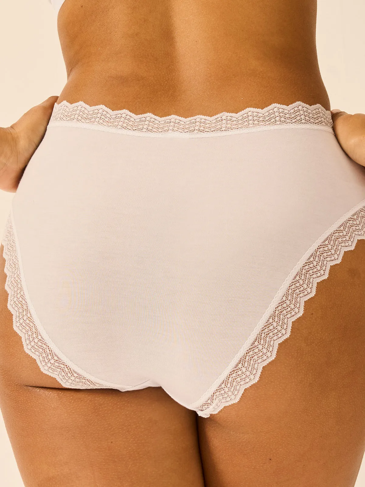 ZigZag Lace High Rise Knicker - White sold by Stripe & Stare