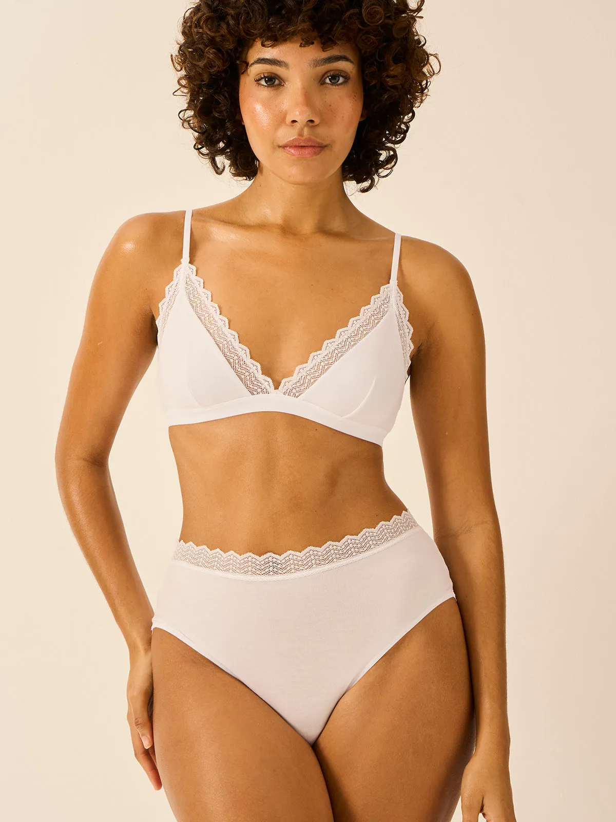 ZigZag Lace High Rise Knicker - White sold by Stripe & Stare product image thumbnail 4