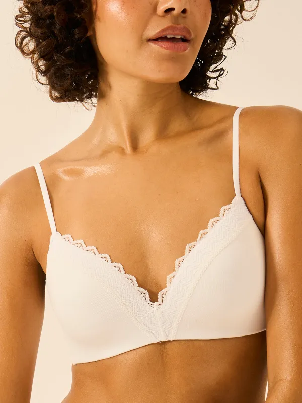 ZigZag Lace Demi Bra - White made by Stripe & Stare
