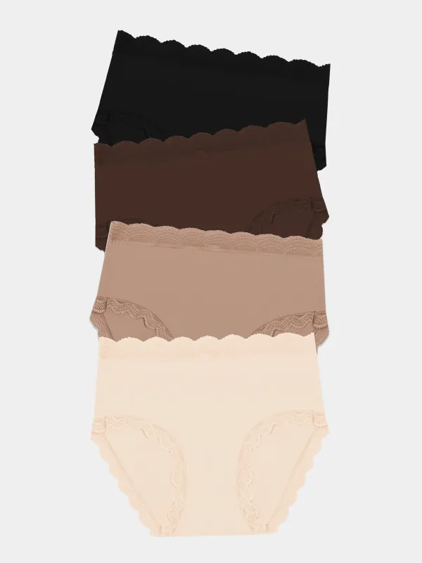 High Rise Knicker Four Pack - Latte Essentials sold by Stripe & Stare
