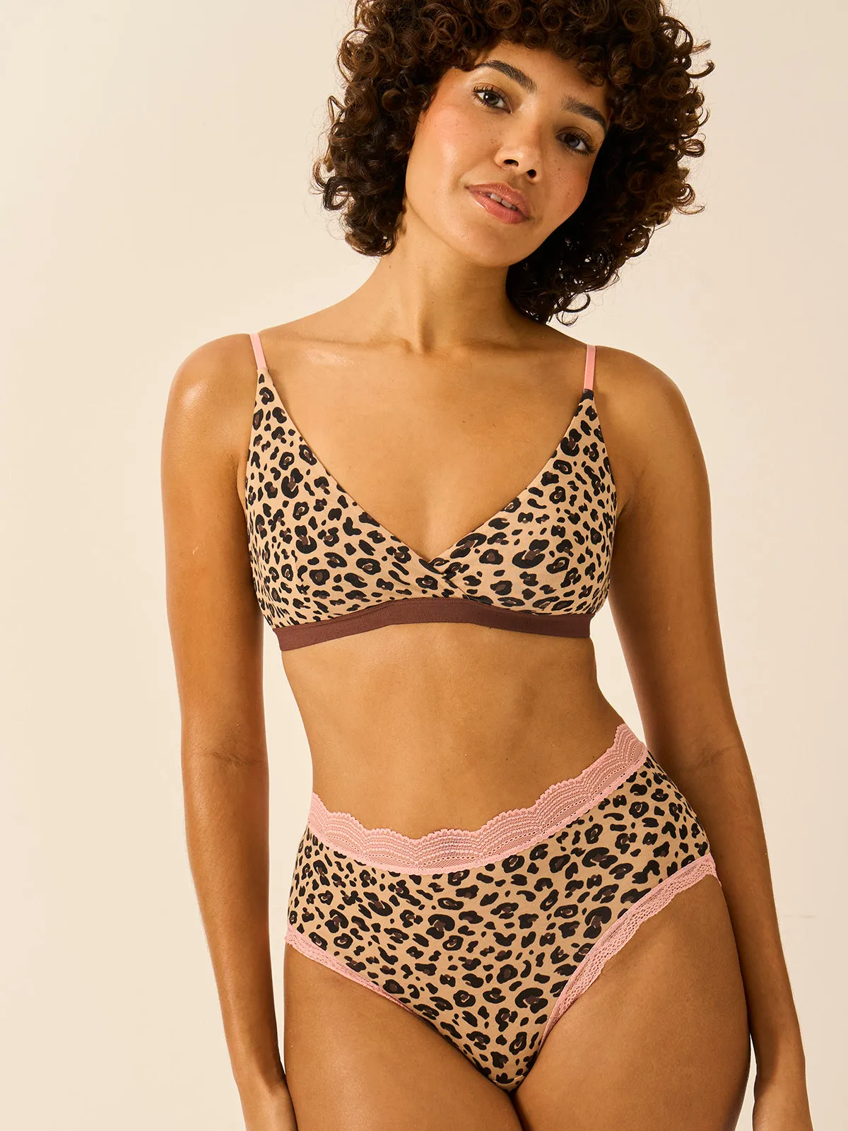 High Rise Knicker - Peach Latte Leopard sold by Stripe & Stare product image thumbnail 4