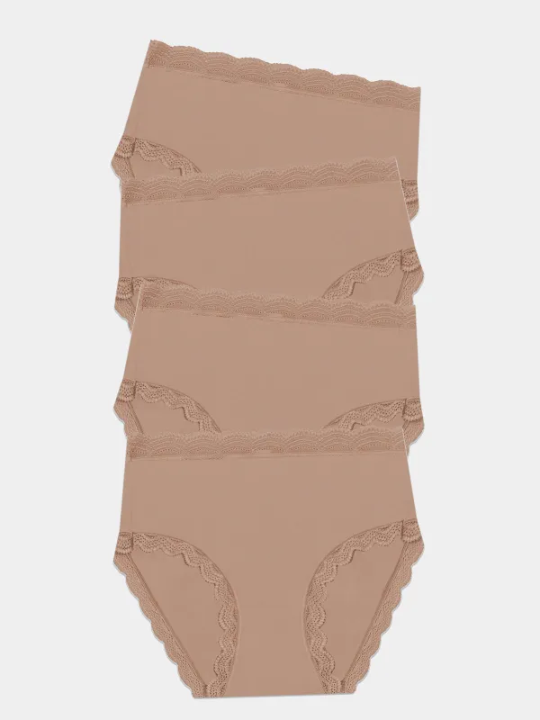 High Rise Knicker Four Pack - Latte sold by Stripe & Stare