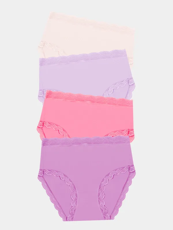 High Rise Knicker Four Pack - Lavender Pastels sold by Stripe & Stare