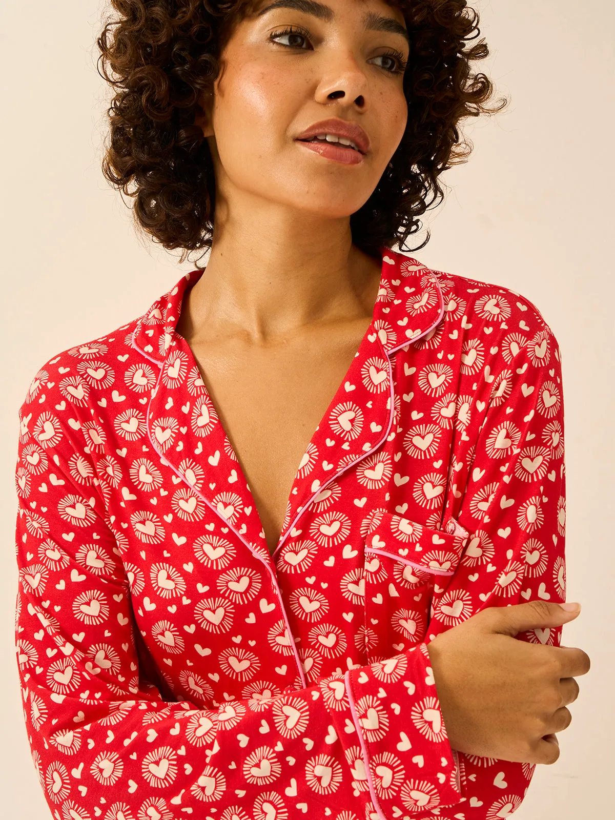 Long Pyjama Set - Hearts on Fire sold by Stripe & Stare product image thumbnail 2