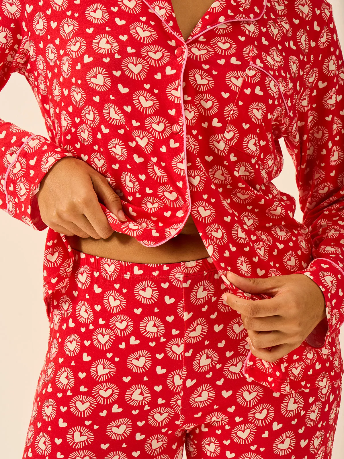 Long Pyjama Set - Hearts on Fire sold by Stripe & Stare product image thumbnail 5
