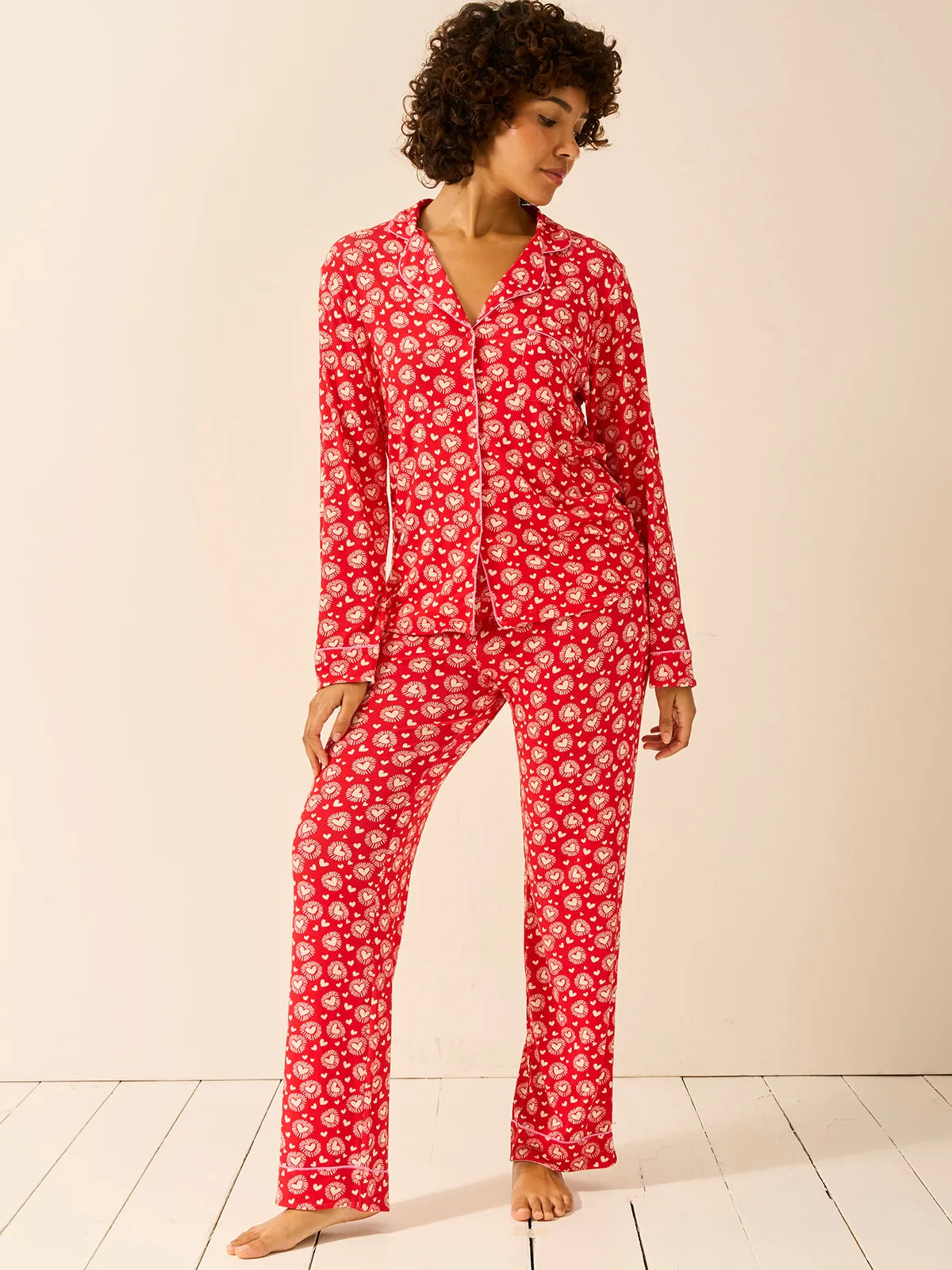 Long Pyjama Set - Hearts on Fire sold by Stripe & Stare product image thumbnail 3