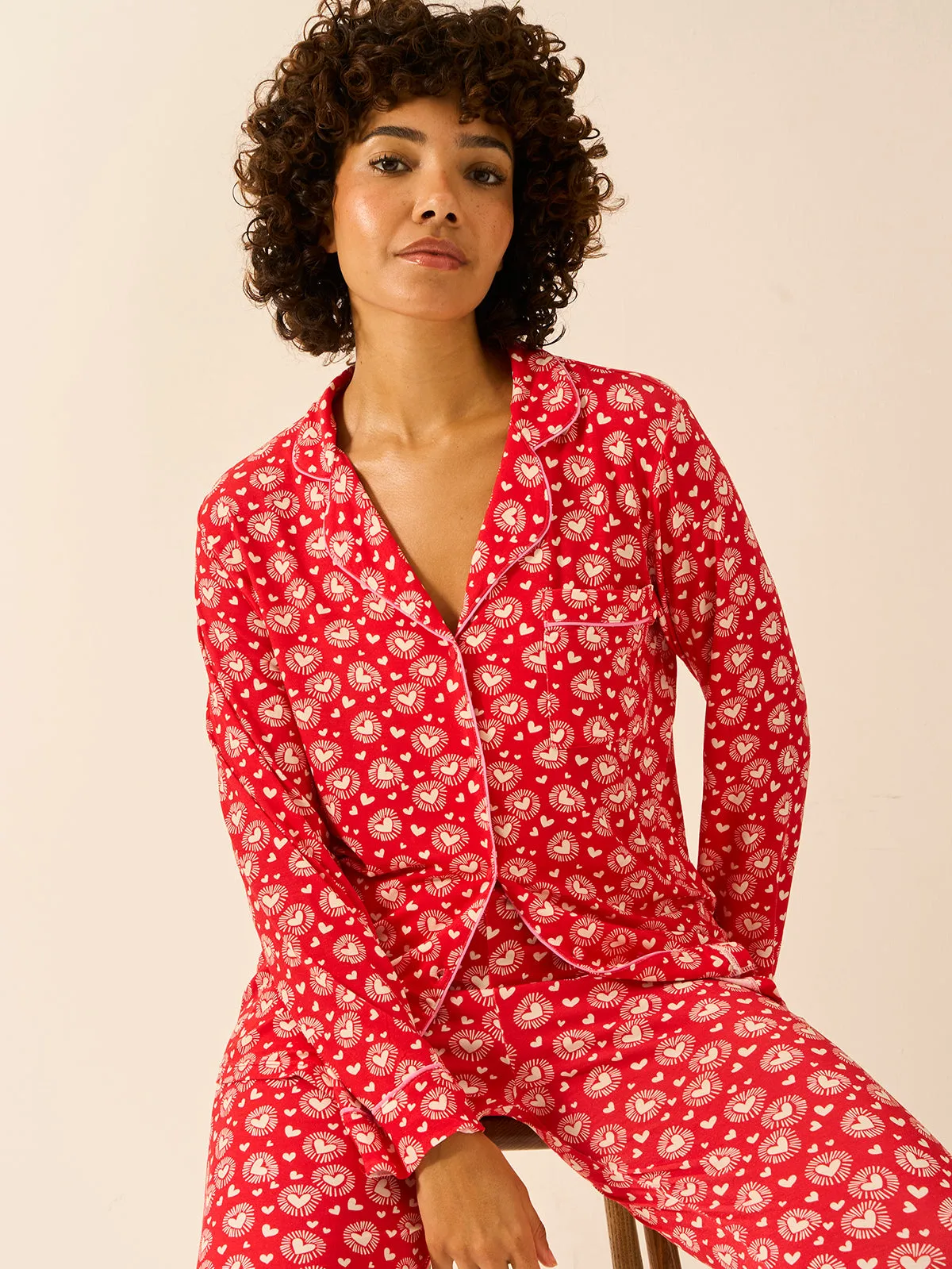 Long Pyjama Set - Hearts on Fire sold by Stripe & Stare