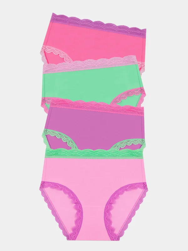 High Rise Knicker Four Pack - Candy Floss Brights sold by Stripe & Stare