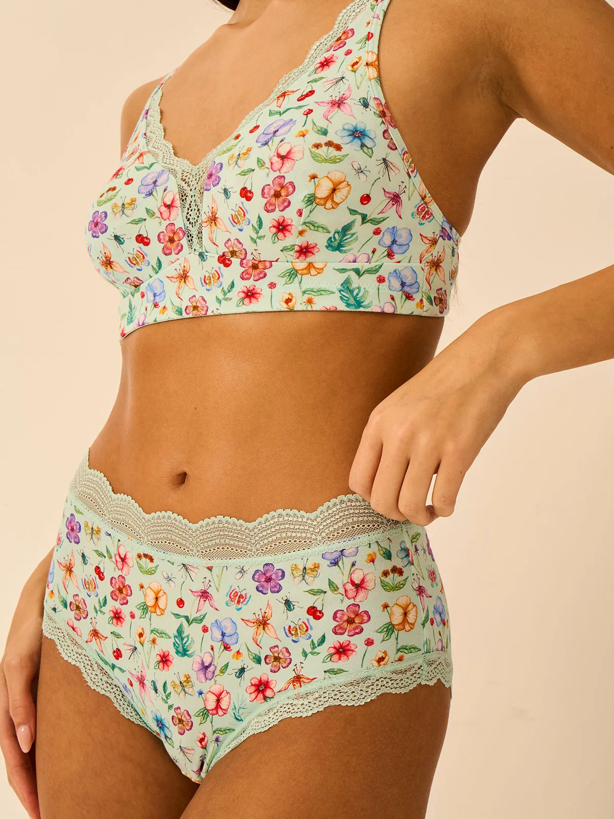 Lace Plunge Bra - Ethereal Wildflowers sold by Stripe & Stare product image thumbnail 3