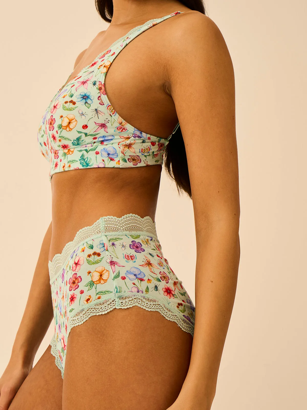 Lace Plunge Bra - Ethereal Wildflowers sold by Stripe & Stare product image thumbnail 4