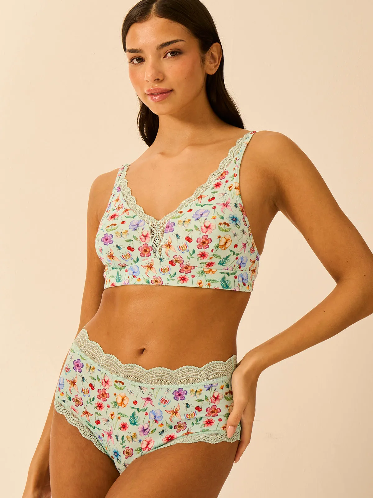 Lace Plunge Bra - Ethereal Wildflowers sold by Stripe & Stare product image thumbnail 5