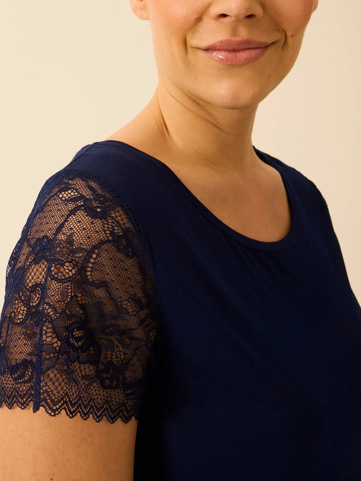 Eco Lace Slouchy Pyjama Top - Navy sold by Stripe & Stare product image thumbnail 2