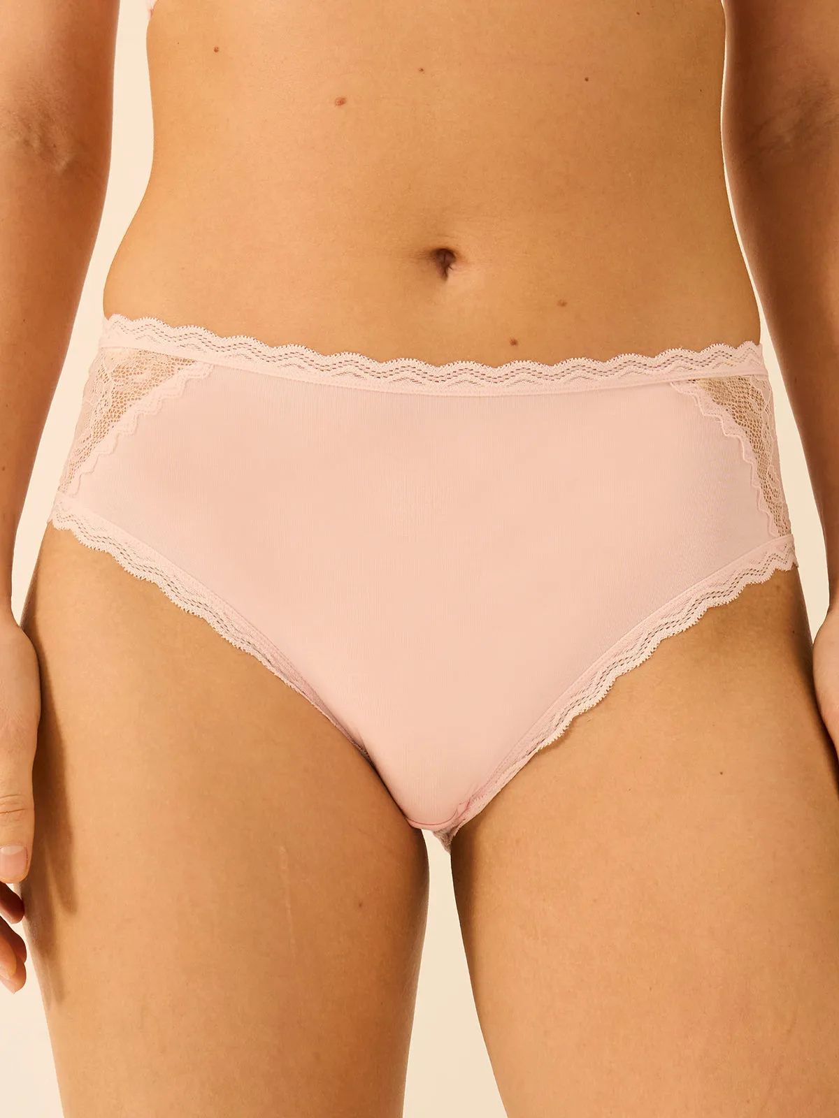Eco Lace High Rise Knicker - Pale Pink sold by Stripe & Stare product image thumbnail 2