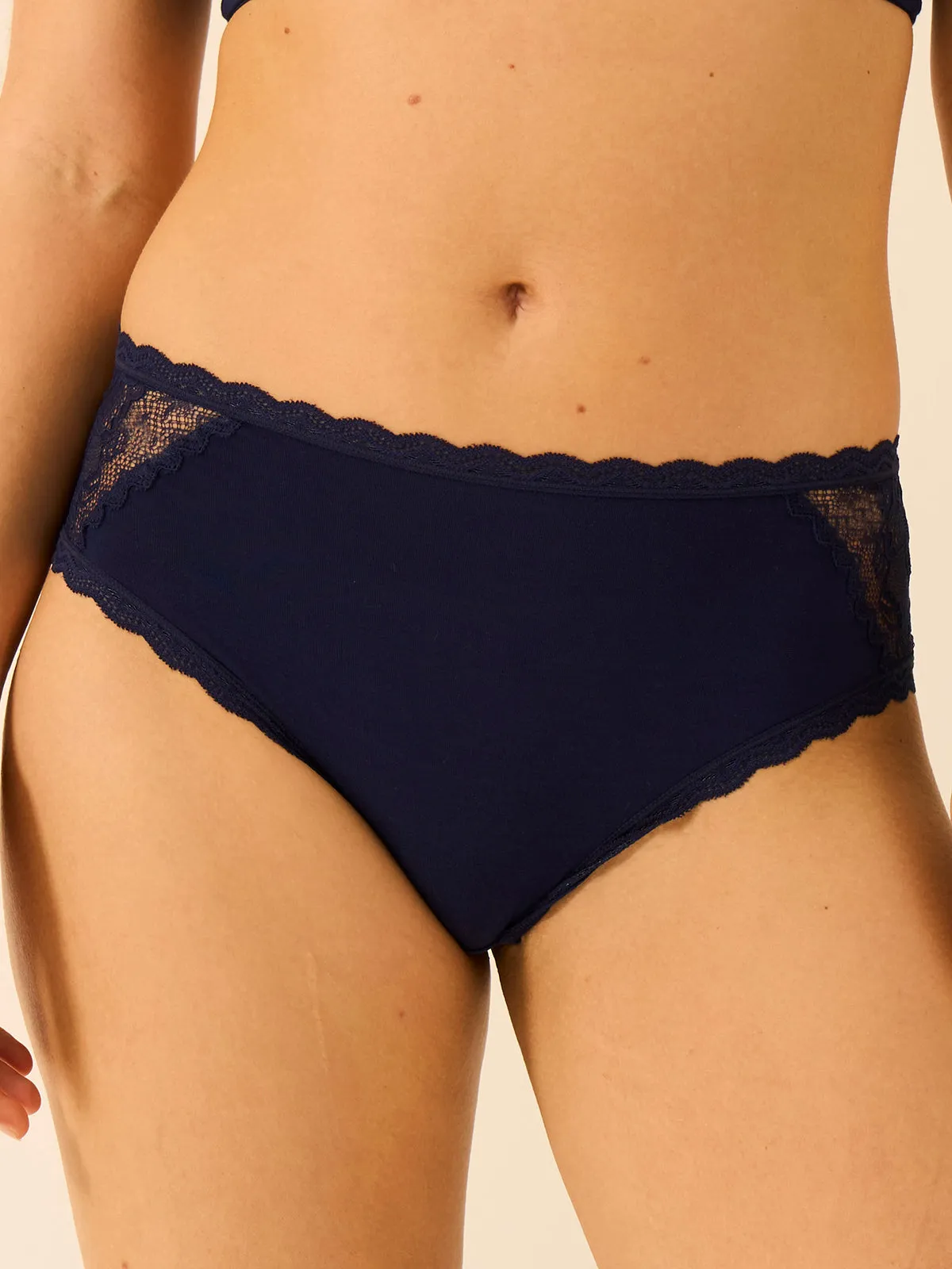 Eco Lace High Rise Knicker - Navy sold by Stripe & Stare product image thumbnail 2