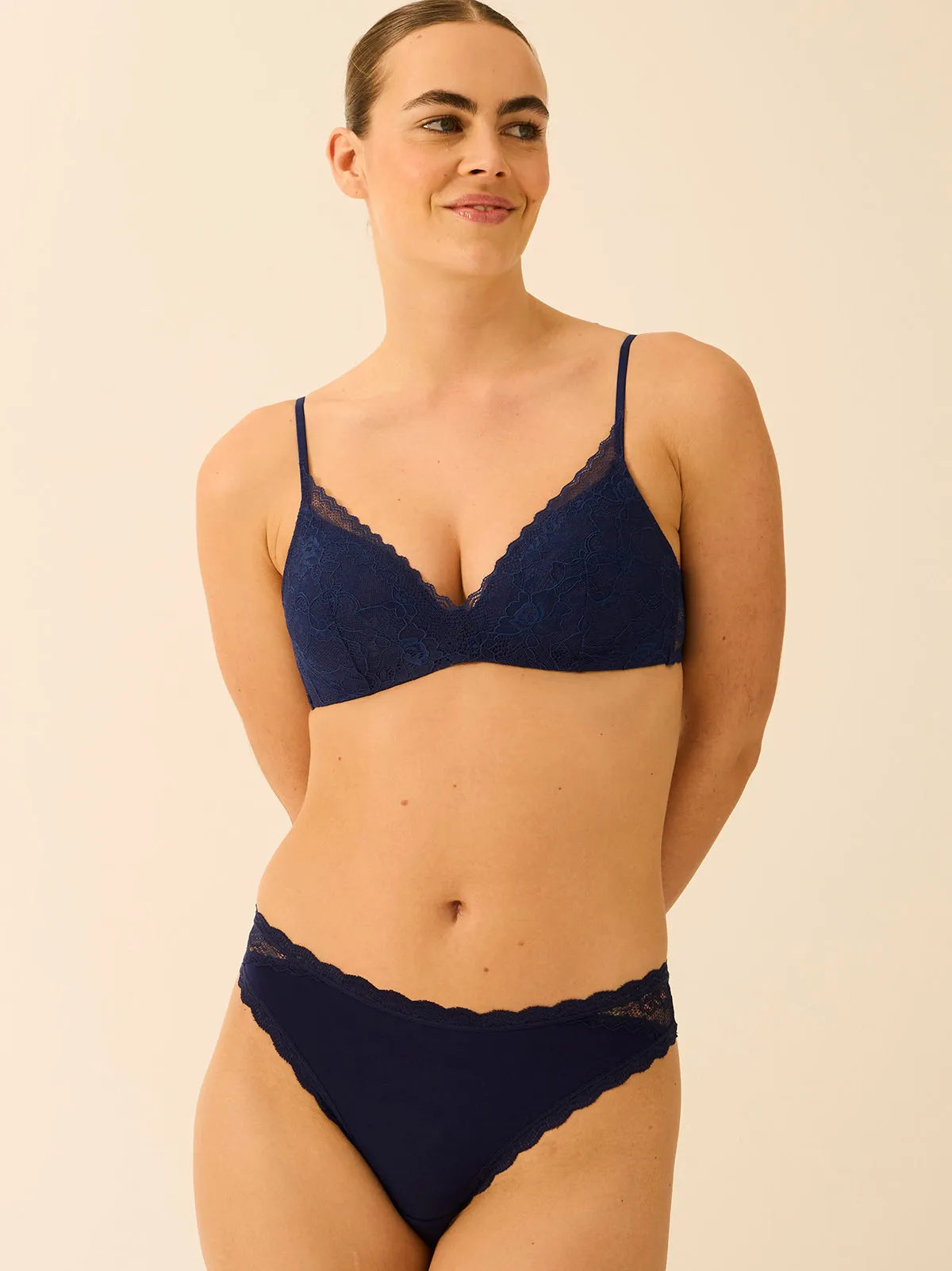 Eco Lace Brazilian Knicker - Navy sold by Stripe & Stare product image thumbnail 4
