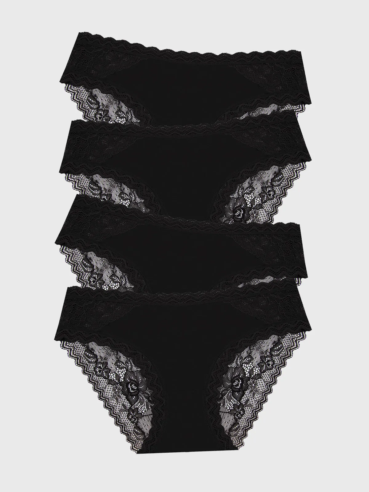 Eco Lace Original Knicker Four Pack - Black sold by Stripe & Stare