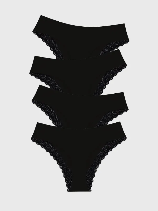 ZigZag Lace Brazilian Knicker Four Pack - Black made by Stripe & Stare