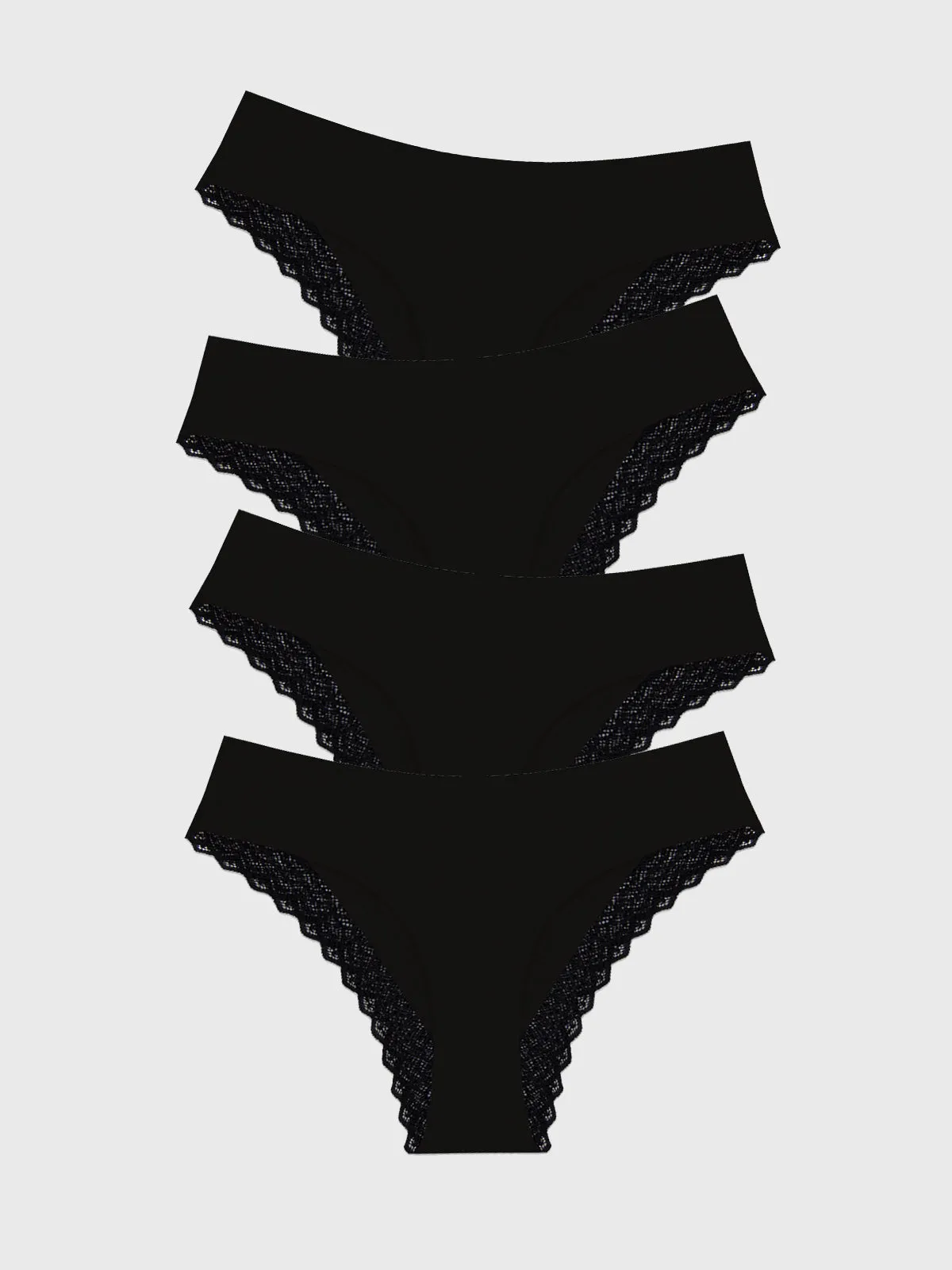 ZigZag Lace Brazilian Knicker Four Pack - Black sold by Stripe & Stare