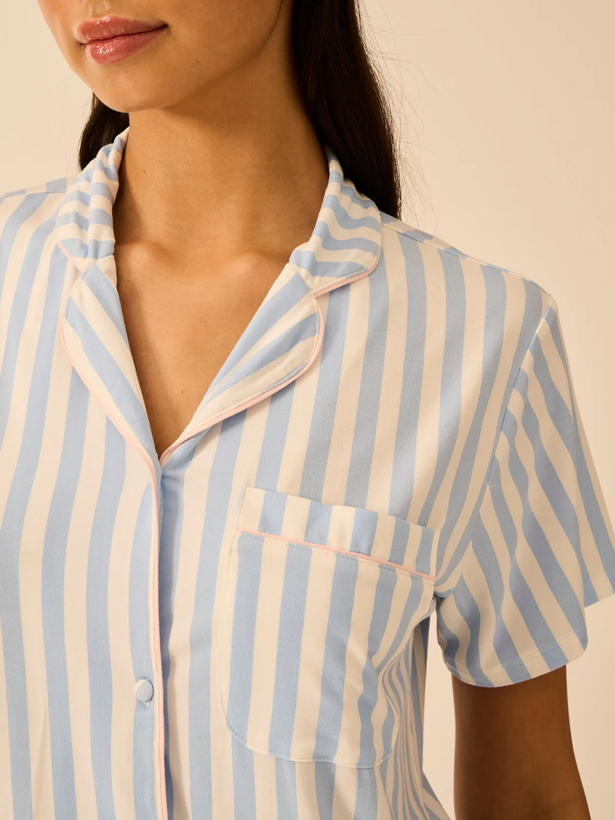 Short Pyjama Set - Serenity Stripe sold by Stripe & Stare product image thumbnail 3