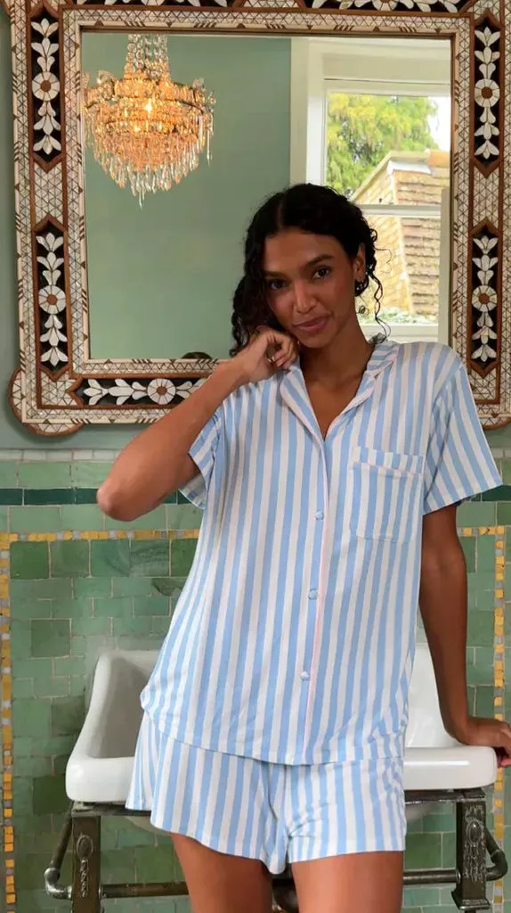 Short Pyjama Set - Serenity Stripe sold by Stripe & Stare product image thumbnail 2