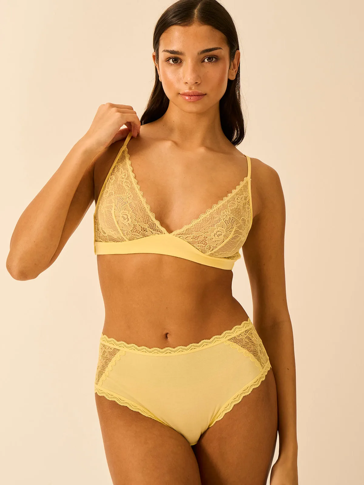 Eco Lace Triangle Bra - Lemon Zest sold by Stripe & Stare product image thumbnail 5