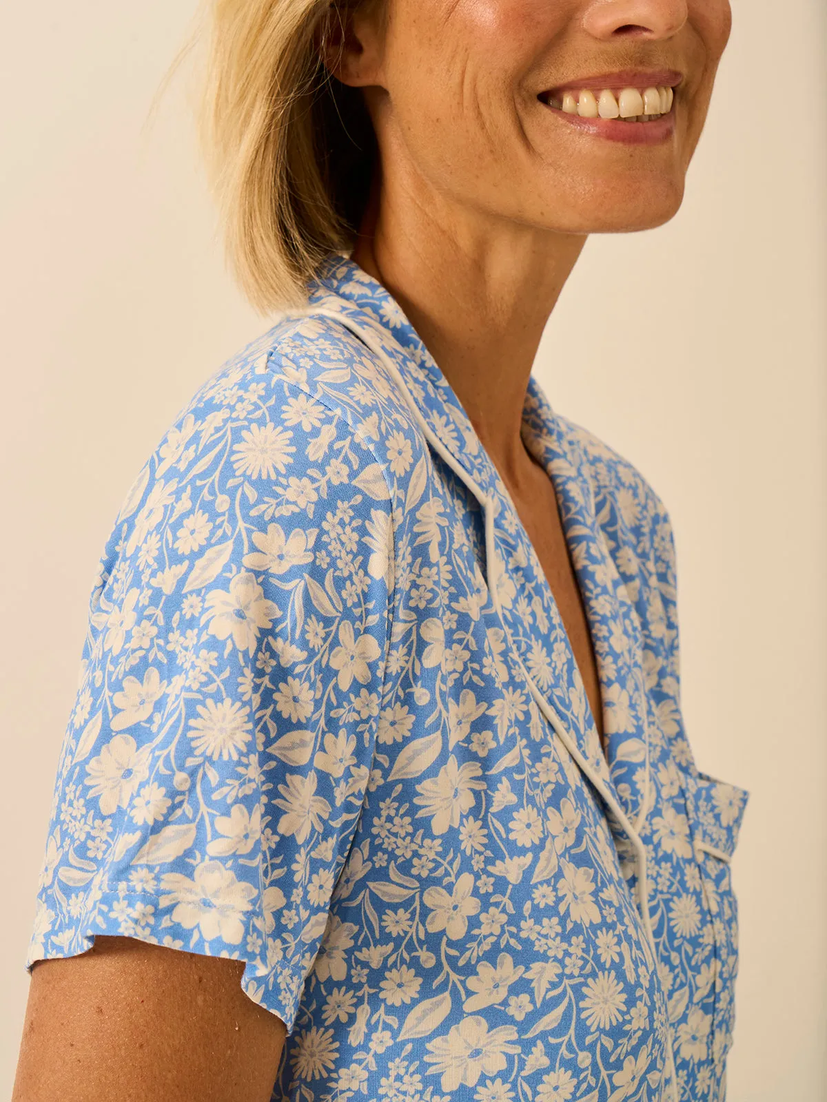 Short Pyjama Set - Cornflower Petals sold by Stripe & Stare product image thumbnail 5