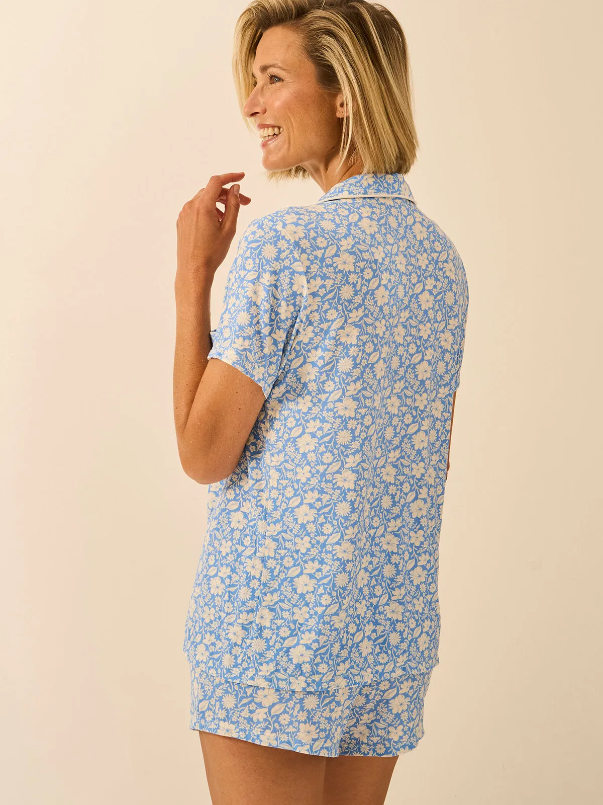 Short Pyjama Set - Cornflower Petals sold by Stripe & Stare product image thumbnail 3