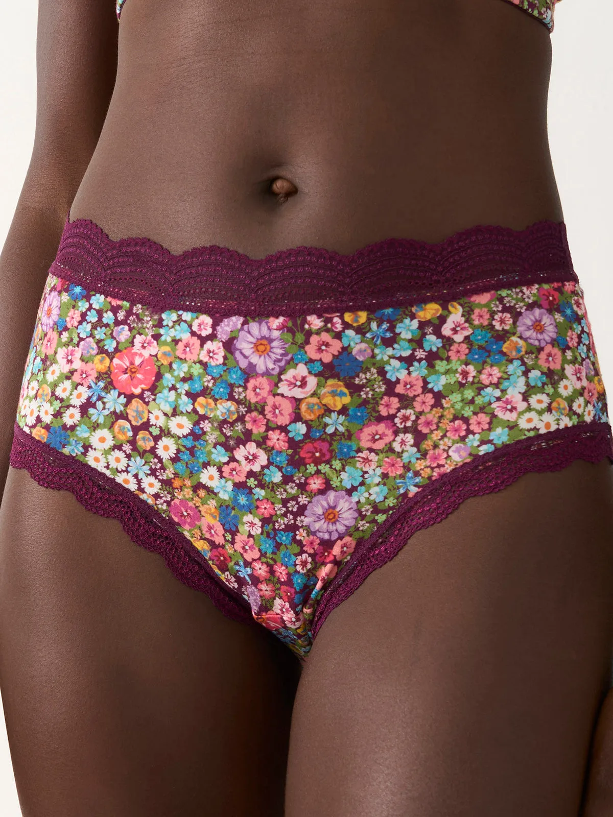 High Rise Knicker - Pansy Pop sold by Stripe & Stare product image thumbnail 2